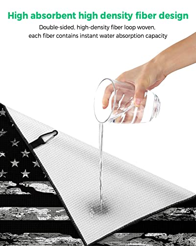 Camouflage Flag Golf Towel with Carabiner Clip-America