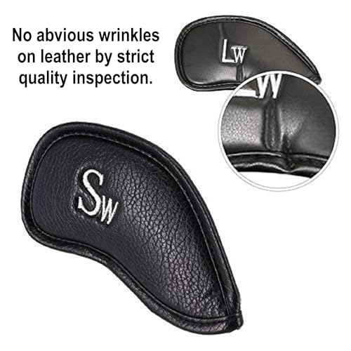 12pcs Synthetic Leather Golf Iron Head Covers Set - Fits All Brands