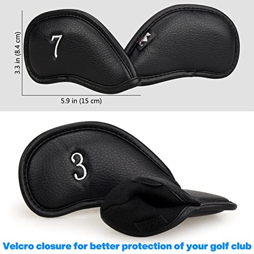 12pcs Synthetic Leather Golf Iron Head Covers Set - Fits All Brands