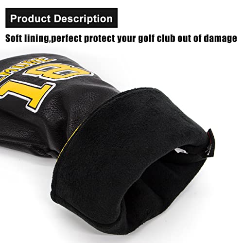 Premium Leather Golf Club Headcovers Set with Number Tags