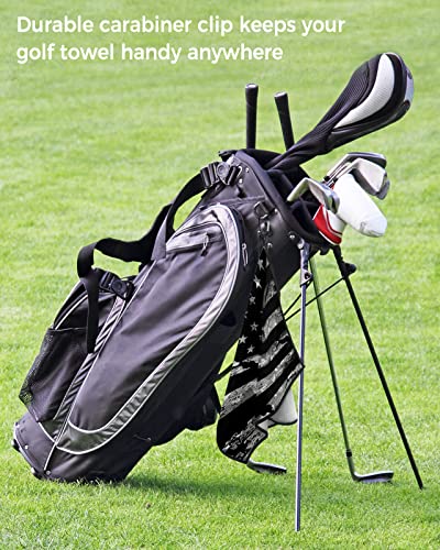 Camouflage Flag Golf Towel with Carabiner Clip-America