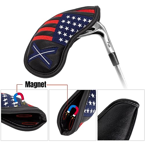 USA Flag Golf Magnetic Iron Head Covers Set, 10pcs