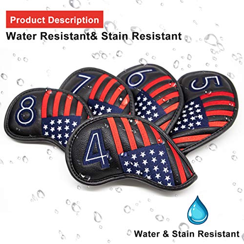 USA Flag Golf Magnetic Iron Head Covers Set, 10pcs