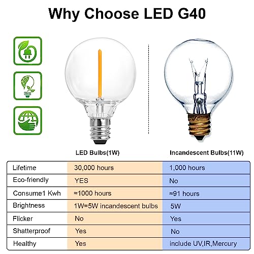 Globe Outdoor String Lights: 27FT Patio Lights, Waterproof