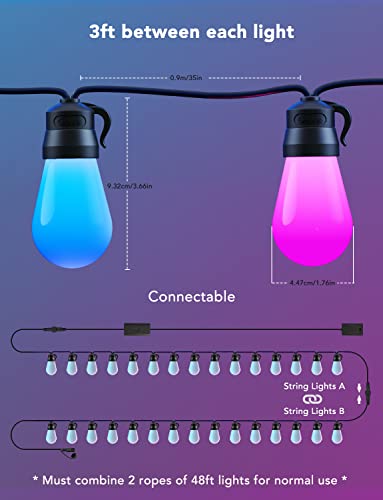 Govee 96ft RGBIC Smart Outdoor String Lights