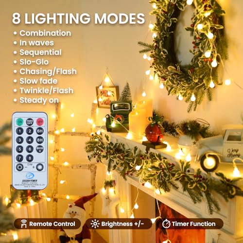 100 LED Globe String Lights Remote Control Waterproof