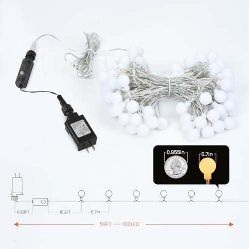 100 LED Globe String Lights Remote Control Waterproof