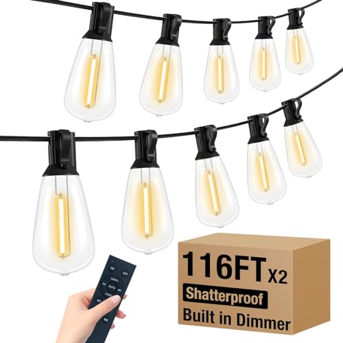 litogo LED Outdoor String Lights with Remote, Dimmable