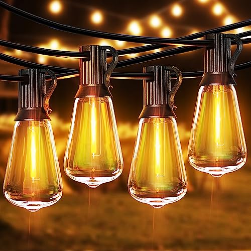 PARTPHONER LED Outdoor String Lights, 60FT with Vintage Bulbs