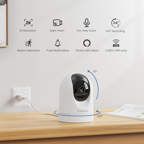 Cinnado 2K 360° Indoor Security Camera with Alexa