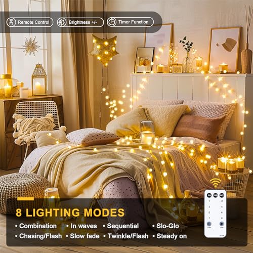 100 LED Connectable Globe String Lights Remote Outdoor