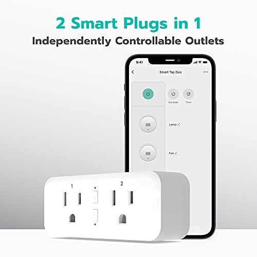 KMC Smart Plug Duo - 2-Pack, Wi-Fi, Works with Alexa & Google Assistant