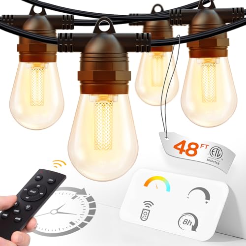 Addlon 48FT Outdoor String Lights with Remote Control