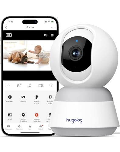 Hugolog 3K 5MP Pan/Tilt Camera with Alexa Integration