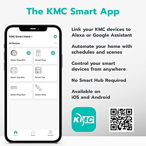 KMC Smart Plug Duo - 2-Pack, Wi-Fi, Works with Alexa & Google Assistant
