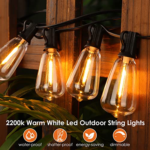 WENFENG 50FT Outdoor LED String Lights, ST38 Waterproof