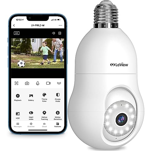 360° 2K Bulb Security Camera with Audible Alarm