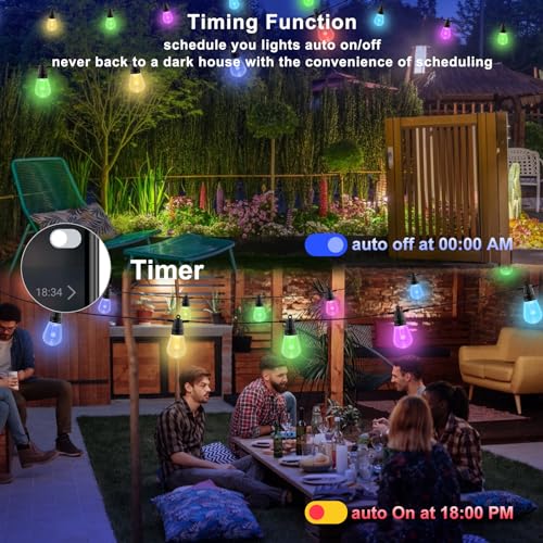 RGB Outdoor String Lights with App & Remote Control