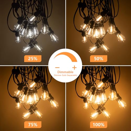 SUNTHIN Outdoor Patio String Lights, 48FT, 16 LED
