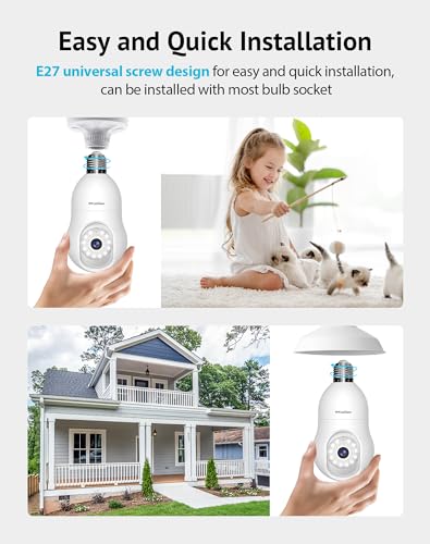 360° 2K Bulb Security Camera with Audible Alarm