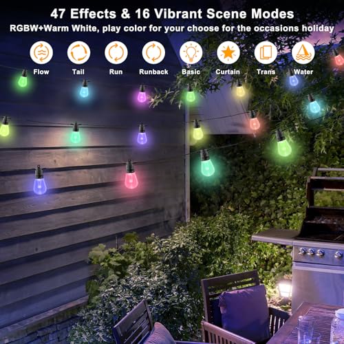 RGB Outdoor String Lights with App & Remote Control