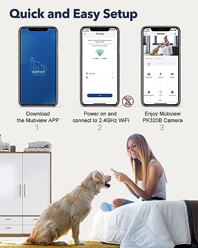 2K Indoor Security Camera with Phone App, WiFi - 24/7, Motion Tracking, 2-Way Talk