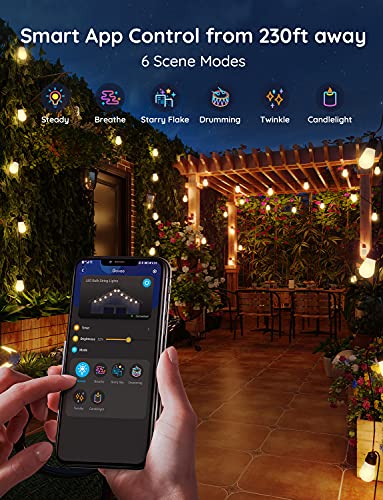 Smart Outdoor String Lights with 15 Dimmable LED