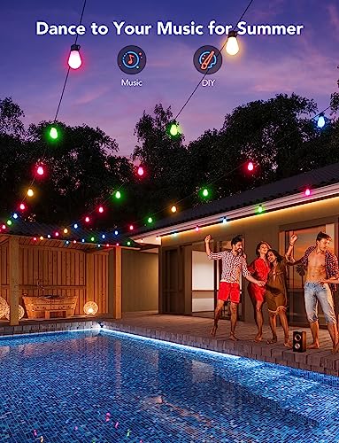 Govee Outdoor String Lights with 15 Dimmable RGBIC LED Bulbs