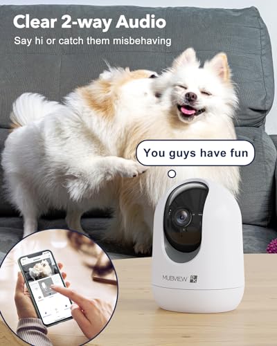 2K Indoor Security Camera with Phone App, WiFi - 24/7, Motion Tracking, 2-Way Talk