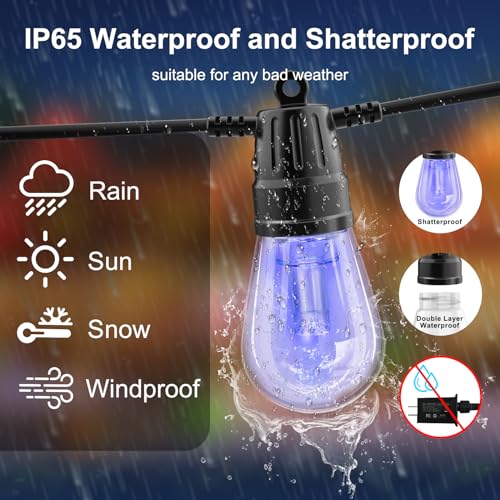RGB Outdoor String Lights with App & Remote Control