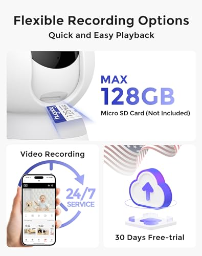 Hugolog 3K 5MP Pan/Tilt Camera with Alexa Integration