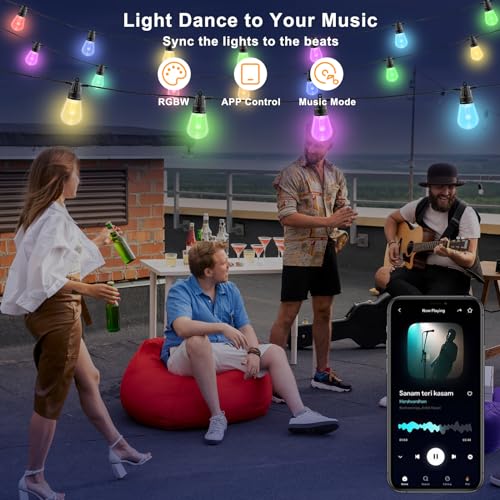 RGB Outdoor String Lights with App & Remote Control