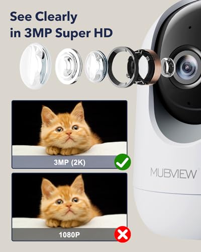 2K Indoor Security Camera with Phone App, WiFi - 24/7, Motion Tracking, 2-Way Talk