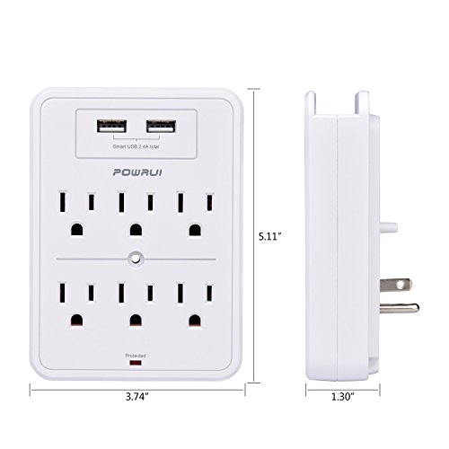 POWRUI Surge Protector with USB Charger and Phone Holder