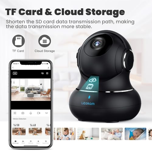 litokam 2K Indoor Security Camera with 360° Motion Detection