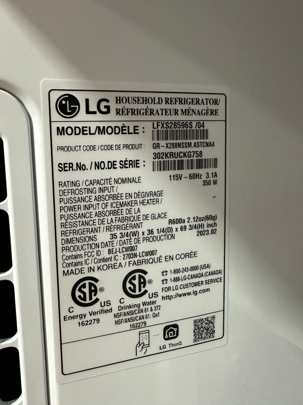 LG Smart French Door Refrigerator with InstaView Technology