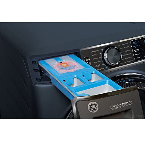 GE 28" Smart Front Load Washer in Royal Sapphire