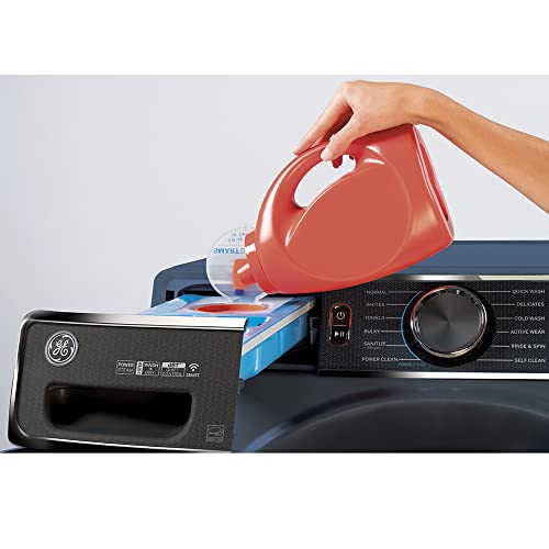 GE 28" Smart Front Load Washer in Royal Sapphire