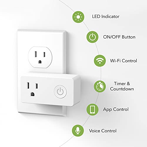 WiFi Smart Plug Outlet, Timer Function, Alexa/Google Compatible (2 Pack)