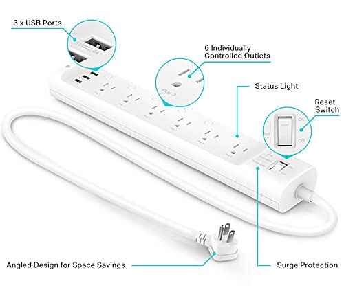 Kasa Smart Power Strip Surge Protector, 6 Outlets