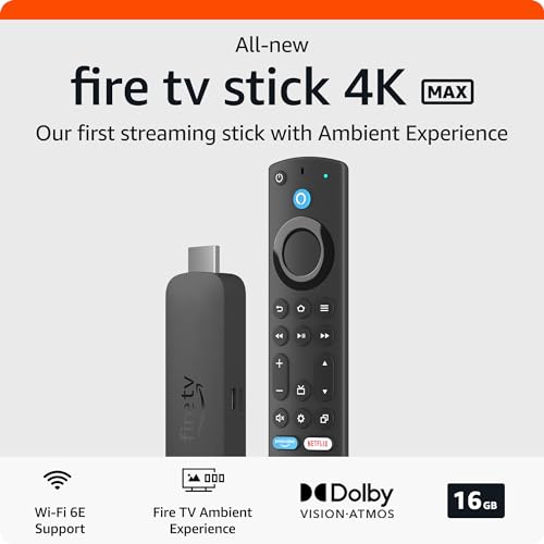 Amazon Fire TV Stick 4K Max: Wi-Fi 6E, Cable-Free TV