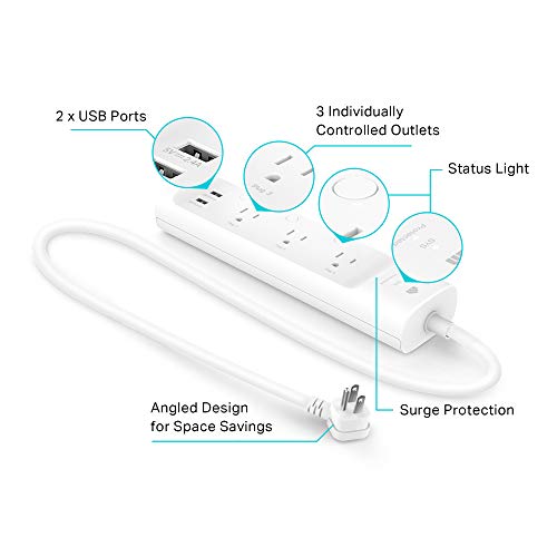 Kasa Smart Power Strip with 3 Outlets, 2 USB Ports