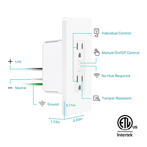 Kasa Smart Plug KP200 - In-Wall Wi-Fi Outlet