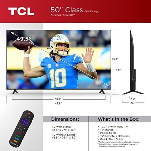 TCL 50" 4K Smart TV with Roku, Dolby Vision