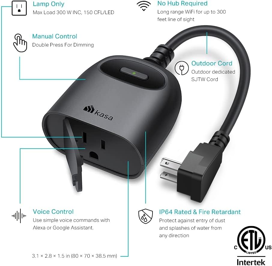 Kasa Outdoor Smart Dimmer Plug for Outdoor Lights