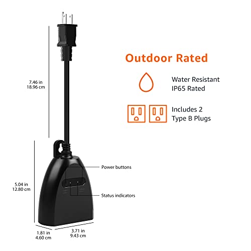 Amazon Basics Outdoor Smart Plug with 2 Outlets