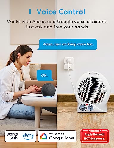 meross Wi-Fi Smart Plug Mini, 15 Amp, Alexa & Google Assistant Support, Remote Control, Timer, 4 Pack