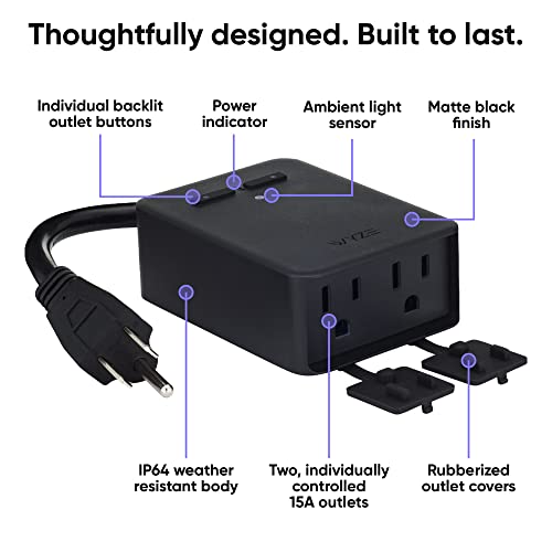 Wyze Plug Outdoor Energy Monitoring, Dual Outlets, IP64