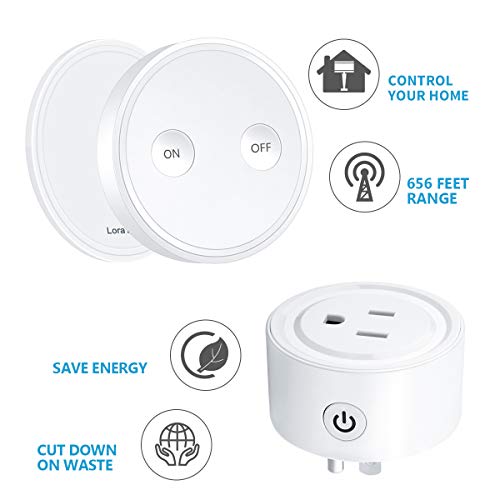LoraTap Mini Remote Control Outlet Plug Adapter, Wireless Home Automation
