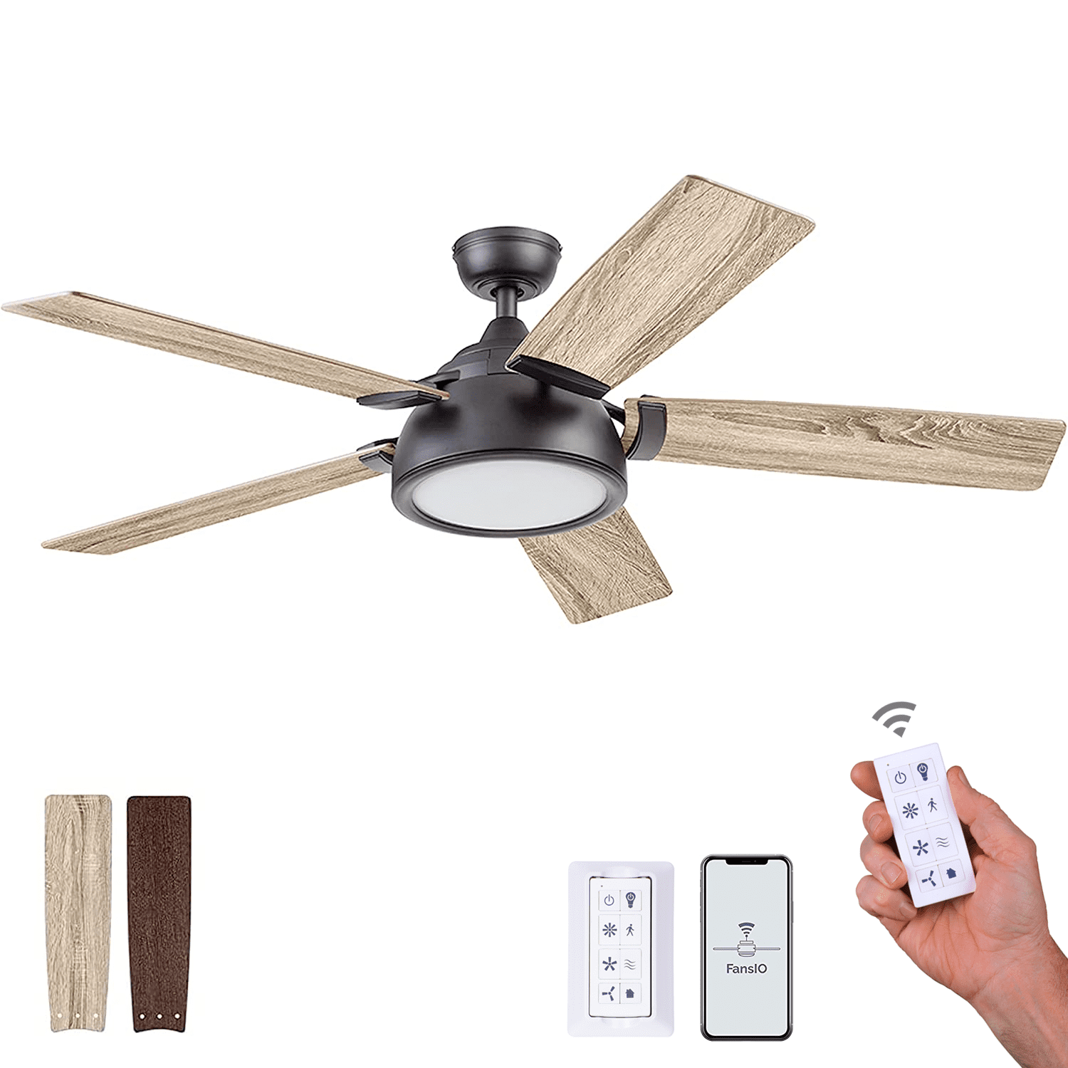 Matte Black 52" Smart Ceiling Fan
